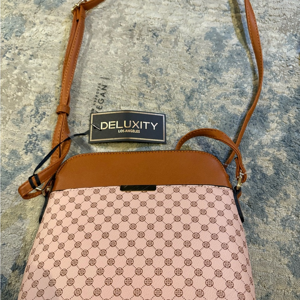 Pink and Tan Crossbody Bag
